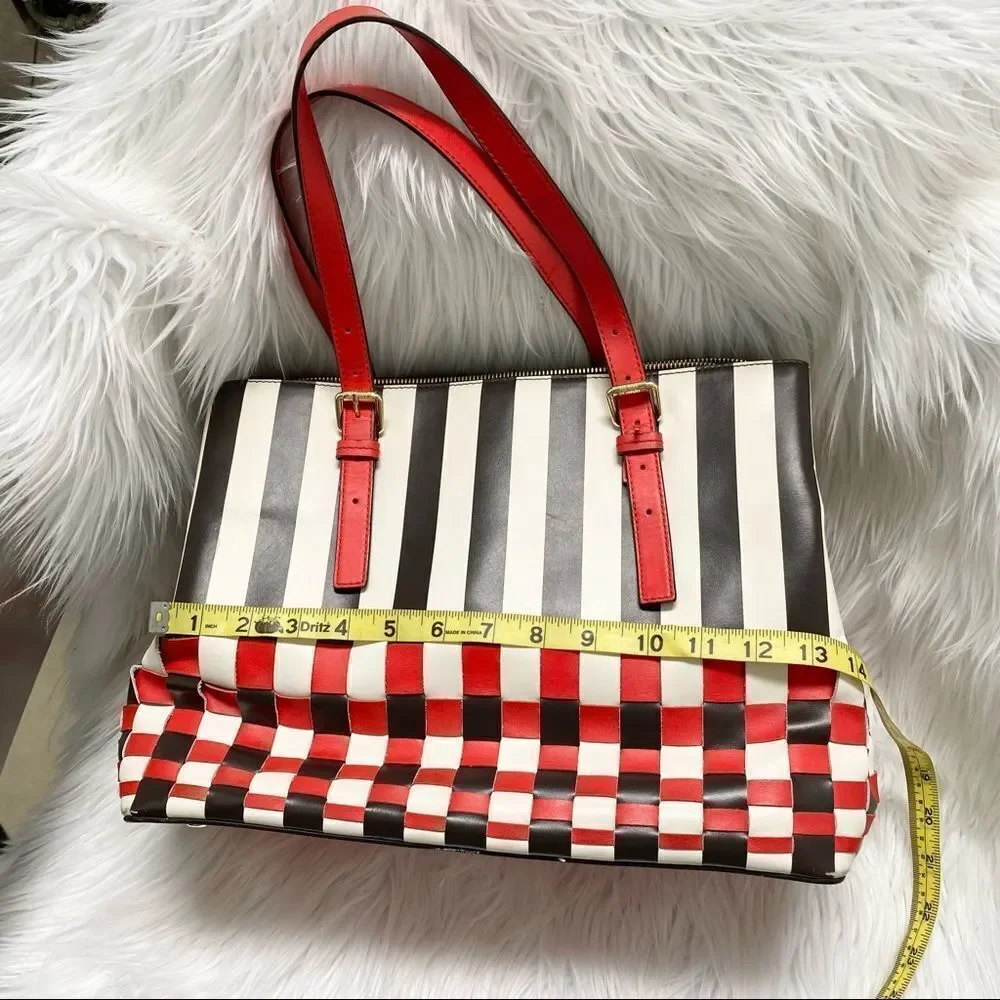 Henri Bendel Leather Centennial Stripe Satchel